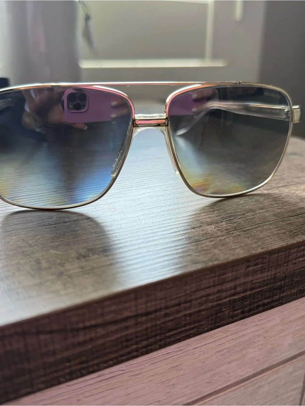 Versace Gold Metal Aviator Sunglasses with Dark Lenses